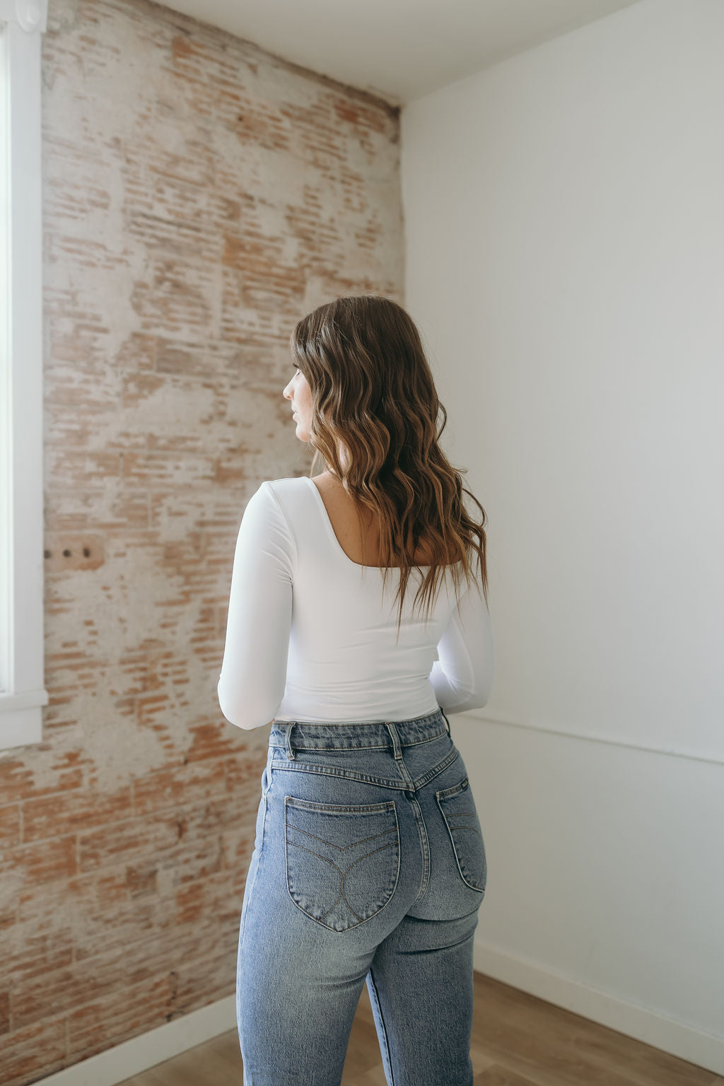 Stacy Square Neck Long Sleeve Bodysuit