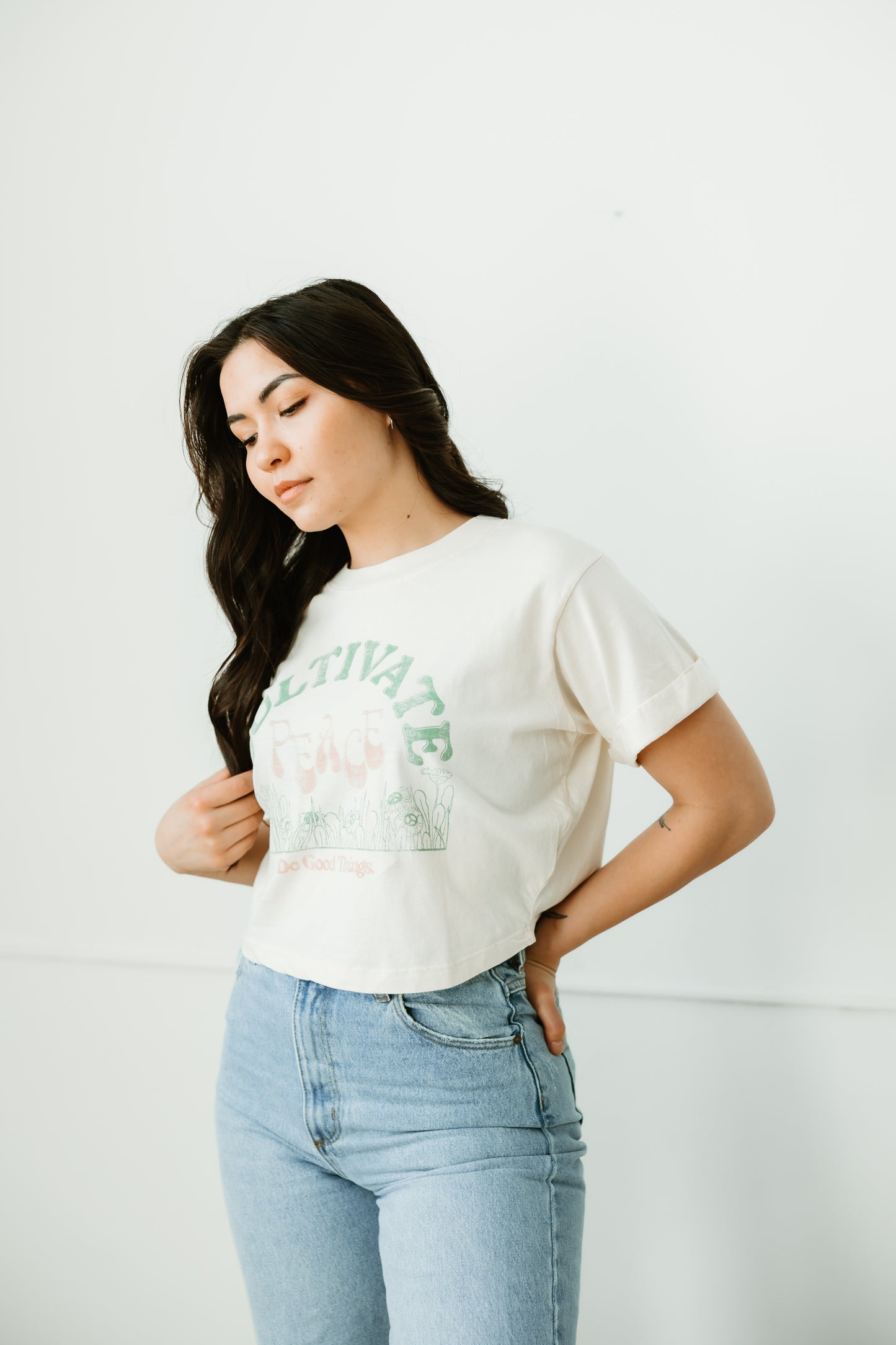 Cultivate Peace Crop Boyfriend Tee