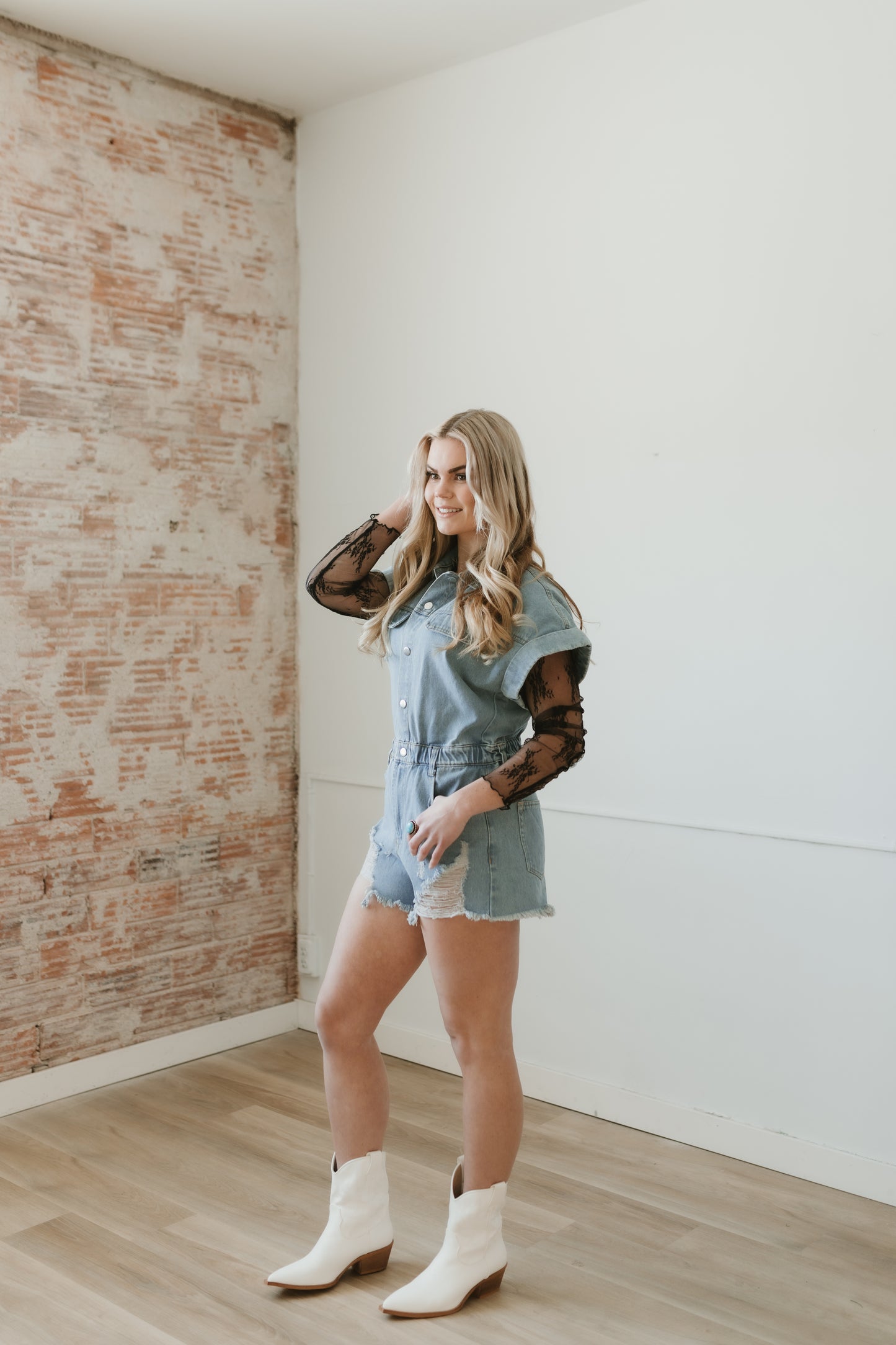 Dixon Distressed Denim Romper