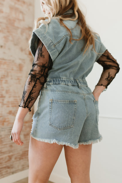 Dixon Distressed Denim Romper