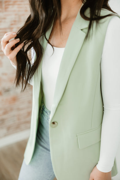 Stella Sleeveless Blazer - Pistachio